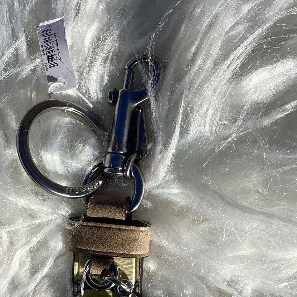NWT Coach Trigger Snap Yellow Lemon Keychain Bag Charm with Silver Accents